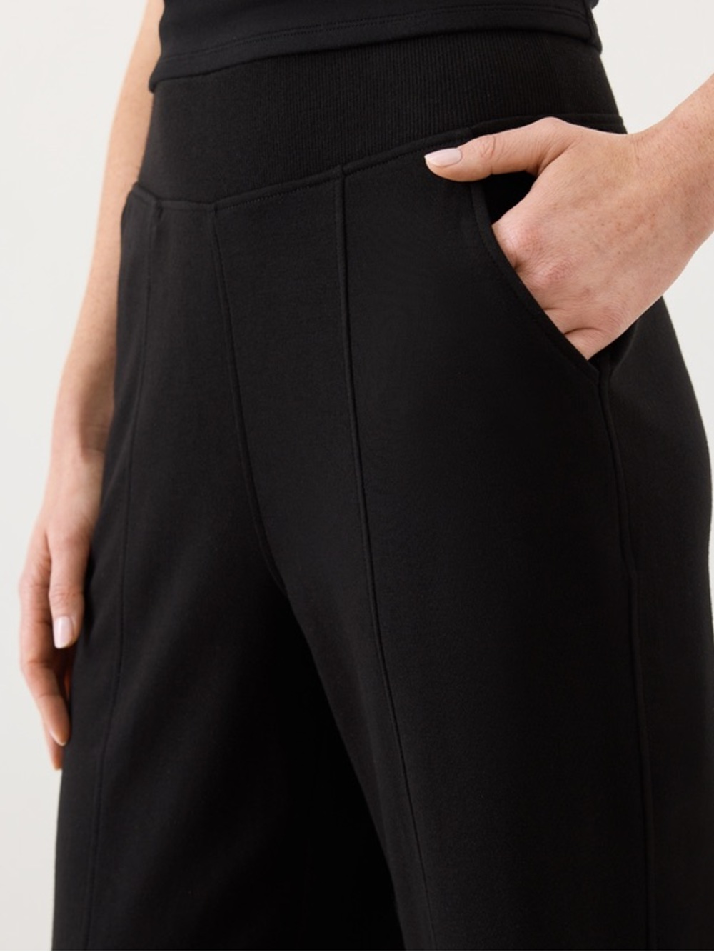 Pact Organic Airplane Pintuck Wide Leg Pant in Black Women’s Large - Picture 5 of 6